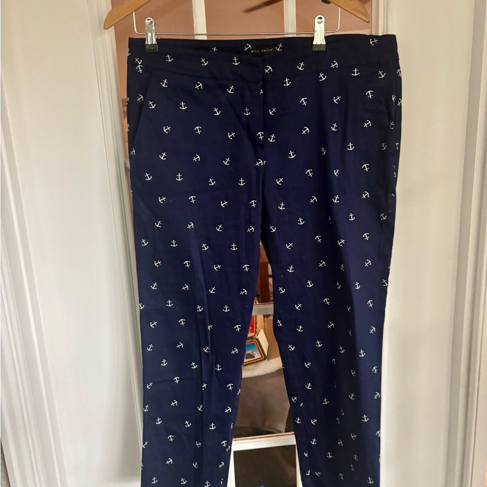 Willi Smith Navy Anchor Print Chinos